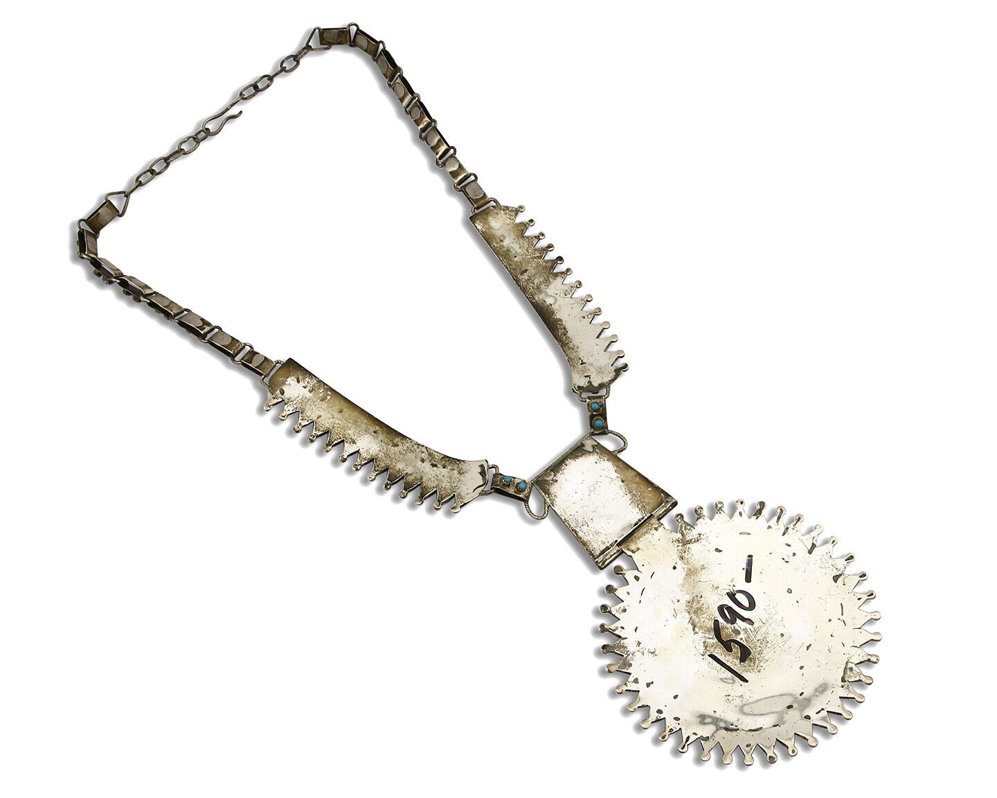 Women's Navajo Necklace .925 Silver Natural Mined Turquoise Handmade Old Pawn