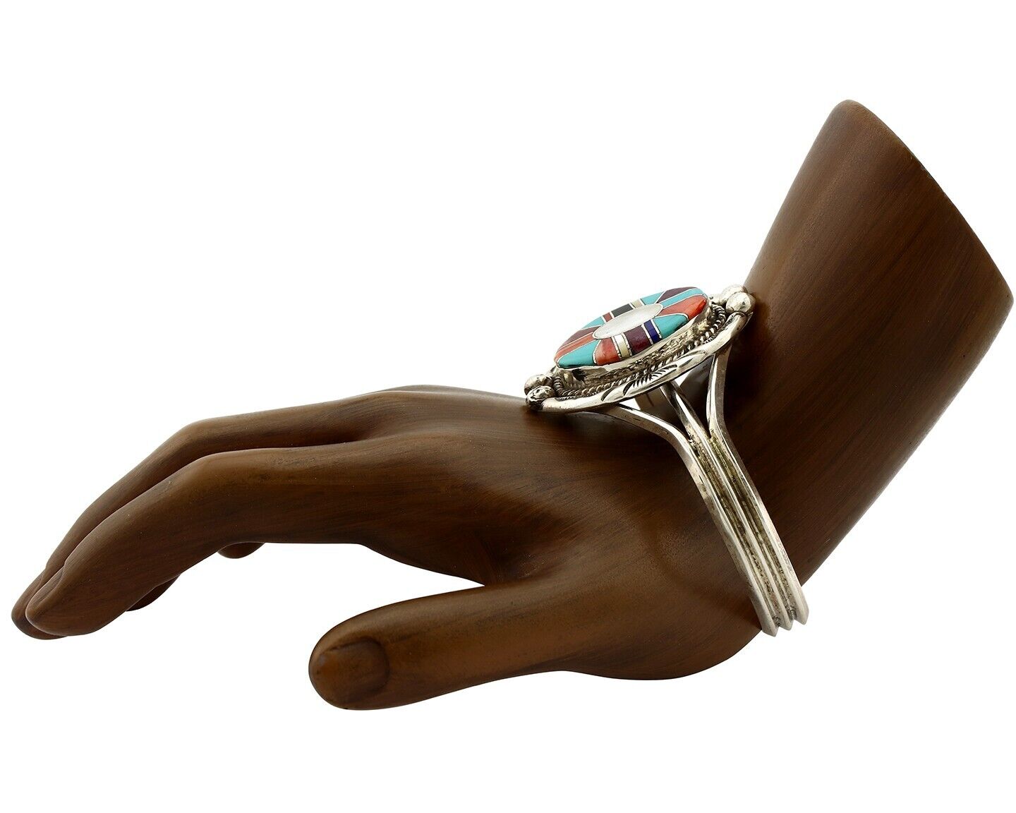 Navajo Cuff Bracelet 925 Silver Natural Gemstone Artist Signed V & N EDSITTY C80