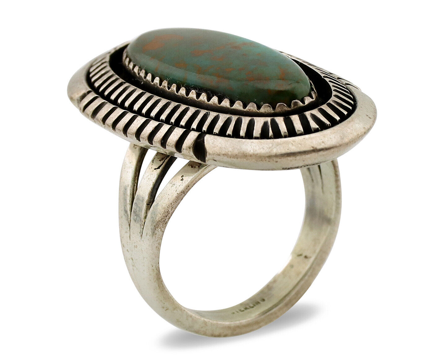 Navajo Ring .925 Silver Nevada Turquoise Native American Artist C.1980's