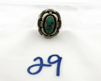 Navajo Ring .925 Silver Spiderweb Turquoise Artist Signed L. M. Nez C80s