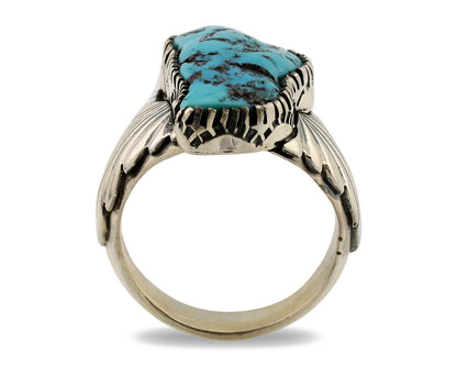 Navajo Ring .925 Silver Sleeping Beauty Turquoise Artist Signed DK C.80's