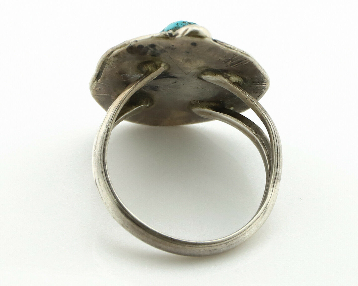 Navajo Ring .925 Silver Blue Turquoise Native American Artist C.80's