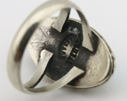 Navajo Ring .925 Silver Sleeping Beauty Turquoise Native Artist Signed C.80's
