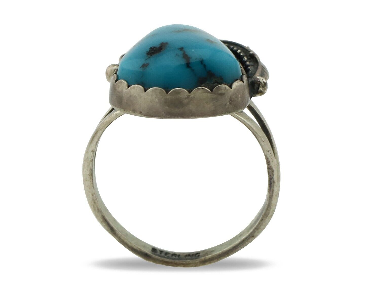 Navajo Ring .925 Silver Natural Blue Mined Southwest Turquoise Native Artist C80