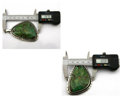 Navajo Pendant .925 Silver Natural Slab Turquoise Native Artist C.80's