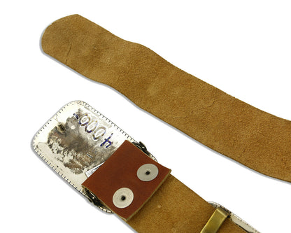 Navajo Concho Belt .925 Silver Blue Gem Turquoise Signed J.S. Circa 80's