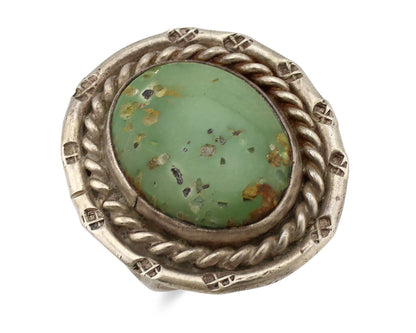 Navajo Ring .925 Silver Green Turquoise Native Artist C.80's
