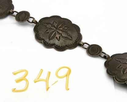 Women's Navajo Concho Belt .925 Silver Hand Stamped Handmade C.1940's