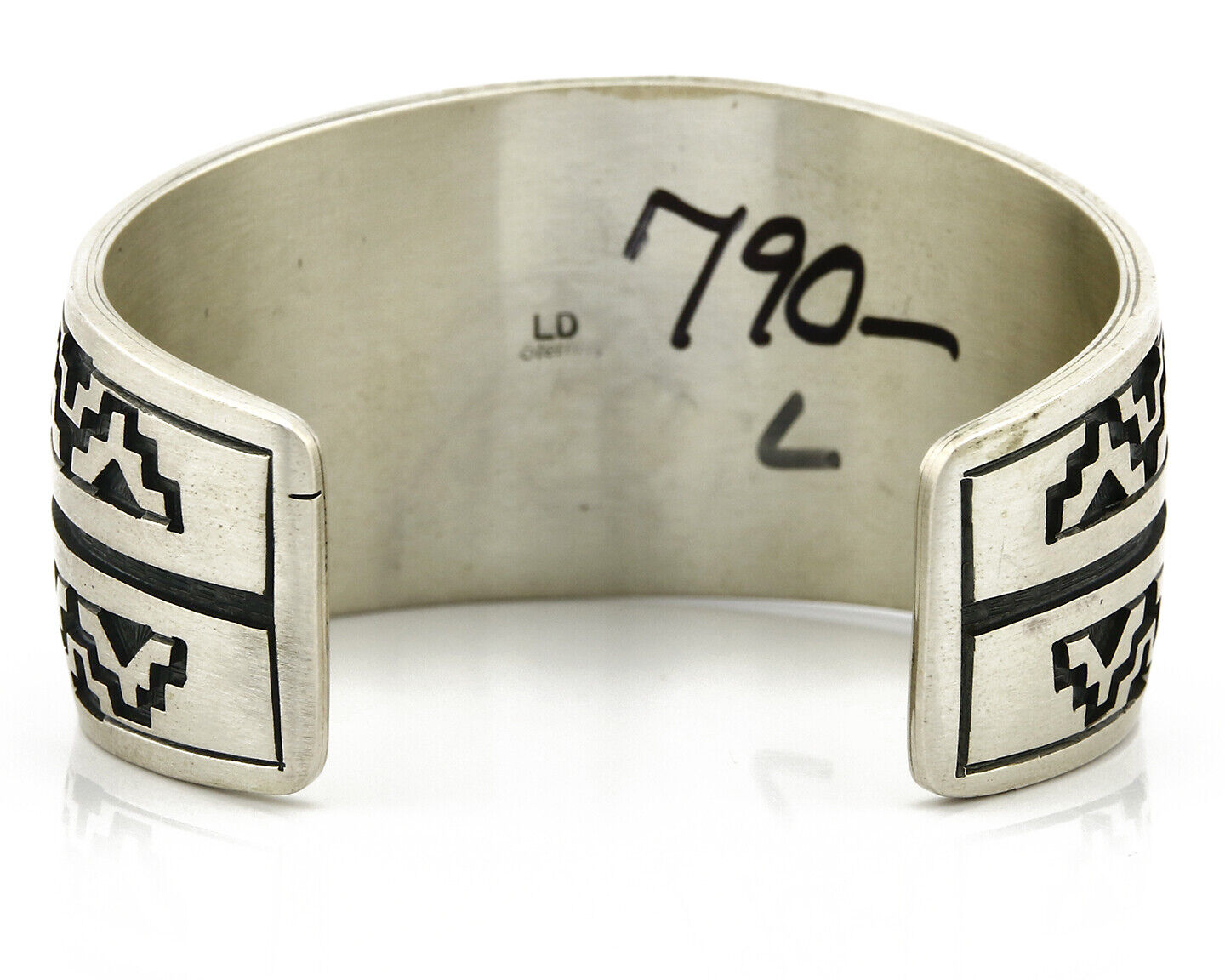 Navajo Lowell Draper Bracelet .925 Silver C.80's Overlay Kokopelli Pattern