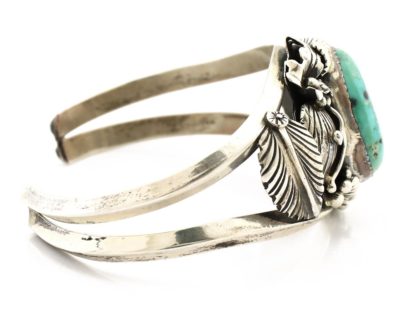 Navajo Cuff Bracelet 925 Silver Natural Blue Turquoise Artist Signed Tom Willeto