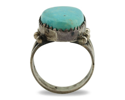 Navajo Ring .925 Silver Blue Turquoise Native American Artist C.1980's