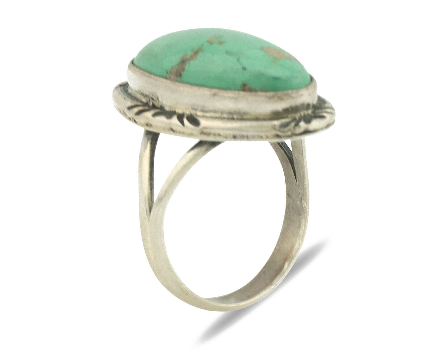 Navajo Ring .925 Silver Natural Turquoise Artist Signed Native American C.80's