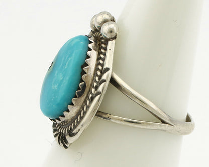 Navajo Ring .925 Silver Kingman Turquoise Artist Signed A C.1980's