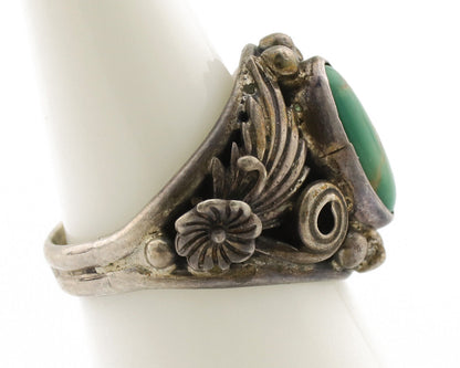 Navajo Ring .925 Silver Green Turquoise Native American Artist C.1980's