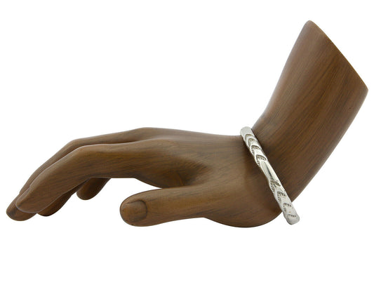 Navajo Bracelet .925 Silver Hand Stamped Arrow Head Artist I Montoya C.80's