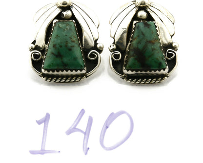 Women's Navajo Earrings .925 Silver Crescent Valley Turquoise Handmade C.80's