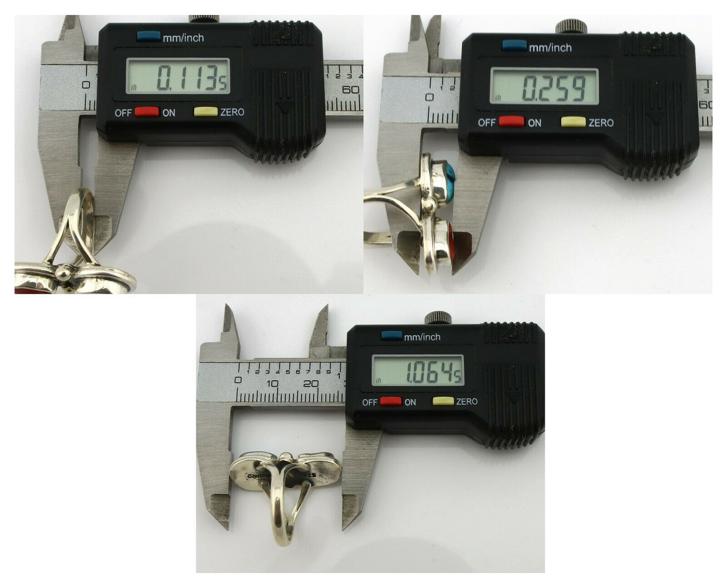 Navajo Ring .925 Silver Blue Turquoise & Red Coral Native American Artist C.80's