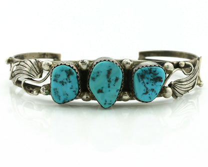 Navajo Bracelet .925 Silver Blue Turquoise Native American Artist C.80's