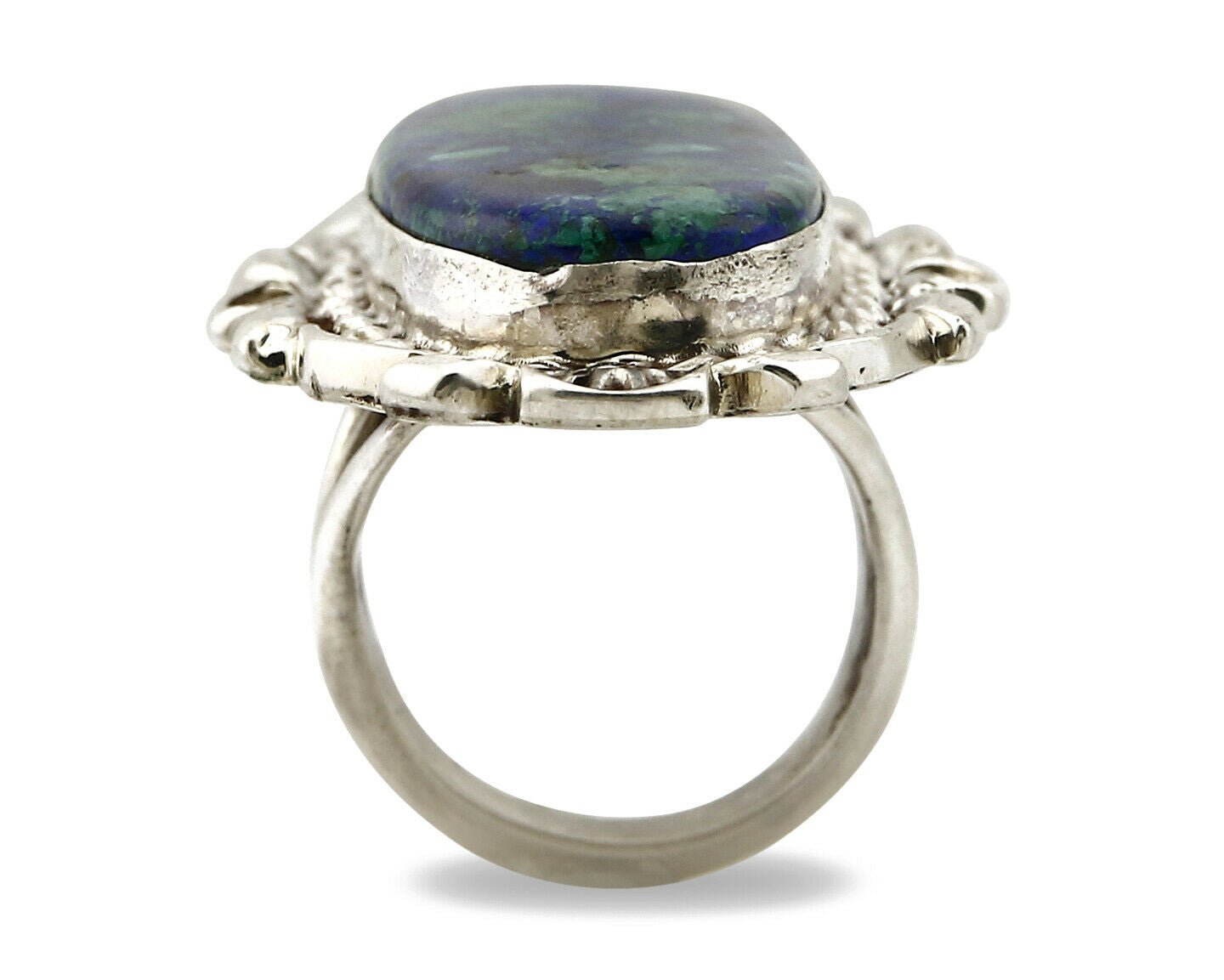 Navajo Azurite Ring .925 Silver Signed Artist Billie Eagle C.80's