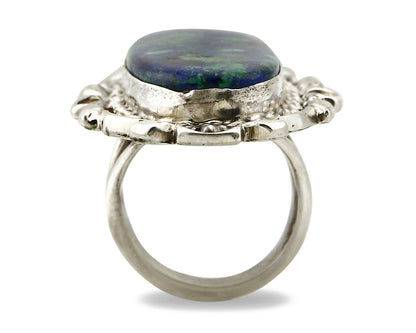 Navajo Azurite Ring .925 Silver Signed Artist Billie Eagle C.80's