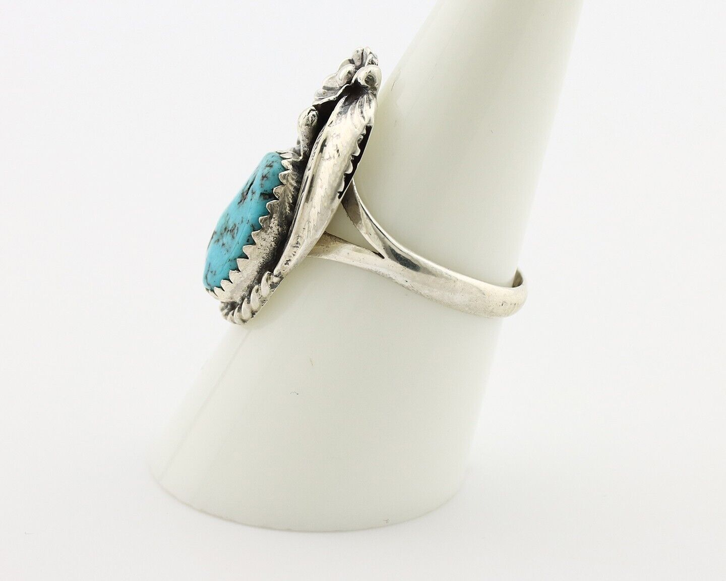 Navajo Ring 925 Silver Natural Blue Turquoise Native American Artist C.80's