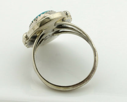 Navajo Ring .925 Silver Blue Turquoise Artist Signed Anna Begay C.1980's