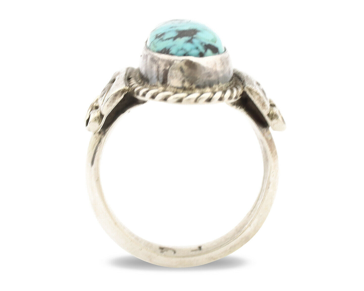 Navajo Ring .925 Silver Blue Spiderweb Turquoise Fred Guerrero C.1980's
