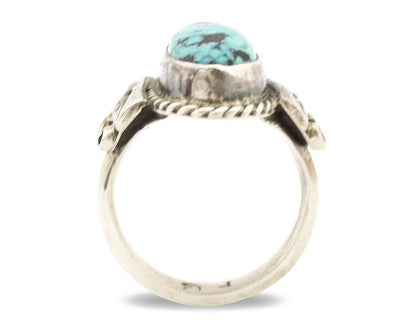 Navajo Ring .925 Silver Blue Spiderweb Turquoise Fred Guerrero C.1980's