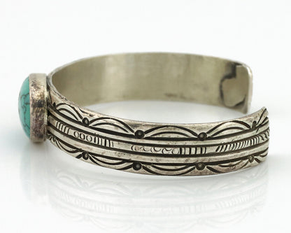 Women's Navajo .925 Silver Blue Spiderweb Turquoise Artist Signed JW C.80's