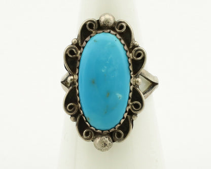 Navajo Ring .925 Silver Blue Turquoise Native American Artist C.80's