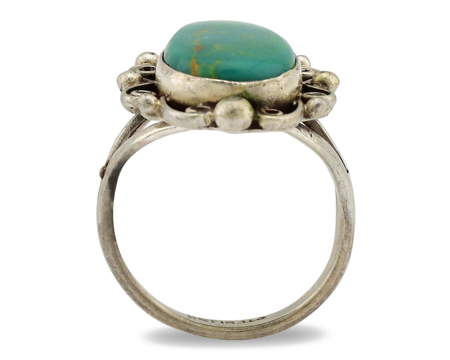 Navajo Ring .925 Silver Kingman Turquoise Artist Signed Billy Eagle C.80's