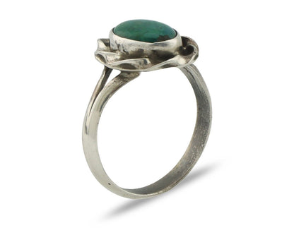Navajo Handmade Ring .925 Silver Kingman Turquoise Native Artist C.80's