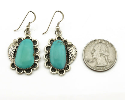 Navajo Earrings .925 Silver Kingman Turquoise Native American Artist C.80's