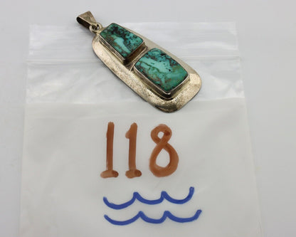 Navajo Necklace 925 Silver Blue Diamond Turquoise Signed C Montoya C.80's