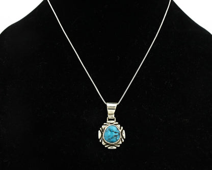 Navajo Necklace .925 Silver Blue Turquoise Artist Signed Sun C.1980's