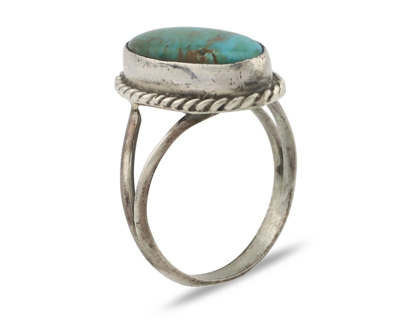 Navajo Handmade Ring 925 Silver Kingman Turquoise Native Artist C.80's