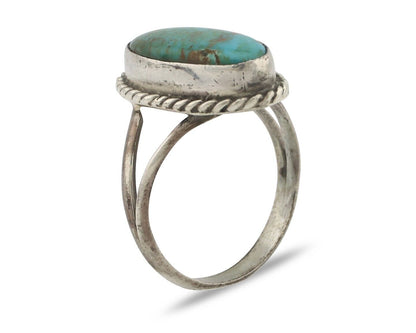Navajo Handmade Ring 925 Silver Kingman Turquoise Native Artist C.80's