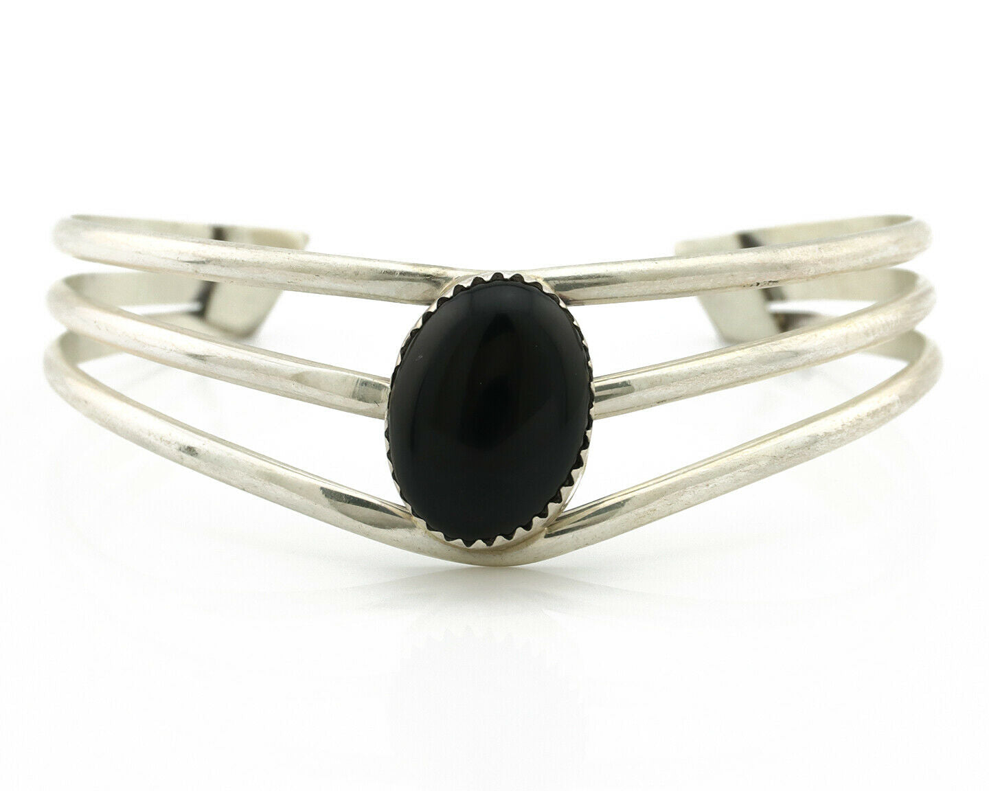 Navajo Bracelet .925 Silver Natural Black Onyx Artist Native American C.90's