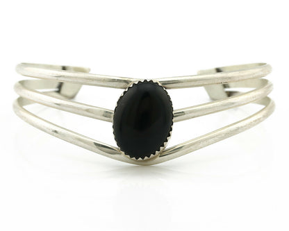 Navajo Bracelet .925 Silver Natural Black Onyx Artist Native American C.90's