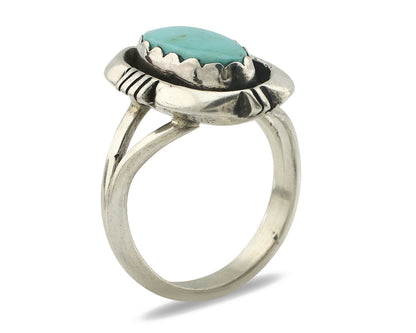 Navajo Ring .925 Silver Kingman Turquoise Handmade Native American Artist C.80's