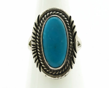 Navajo Ring .925 Silver Blue Turquoise Artist Signed Begay C.1980's