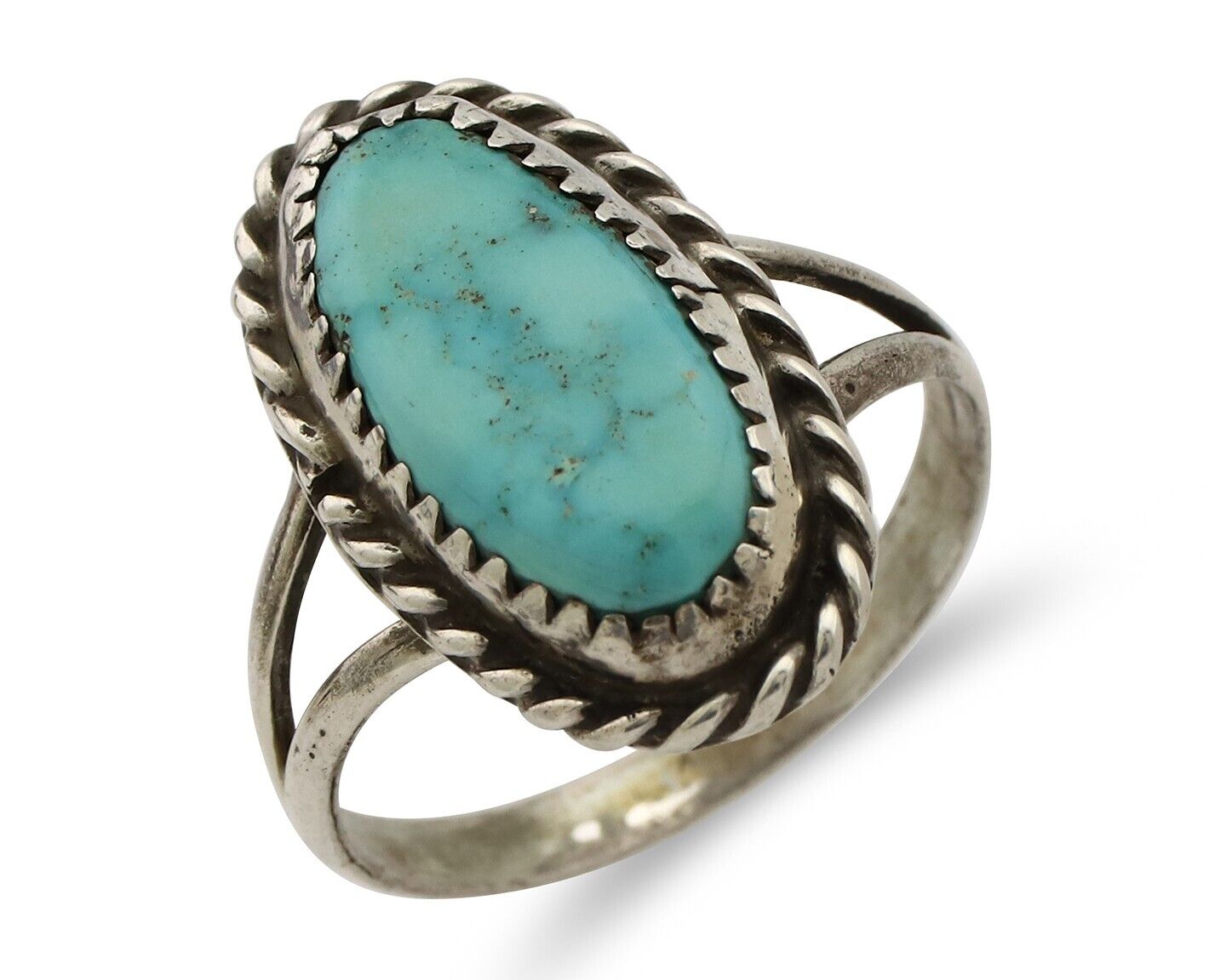 Navajo Handmade Ring 925 Silver Kingman Turquoise Artist Signed MC C.80's