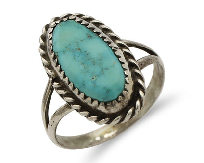 Navajo Handmade Ring 925 Silver Kingman Turquoise Artist Signed MC C.80's