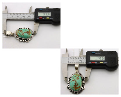 Navajo Necklace .925 Silver Kingman Turquoise Native American Signed C.1980's