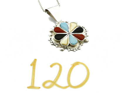 Women's Zuni Pendant .925 Silver Gemstone Signed AN Necklace