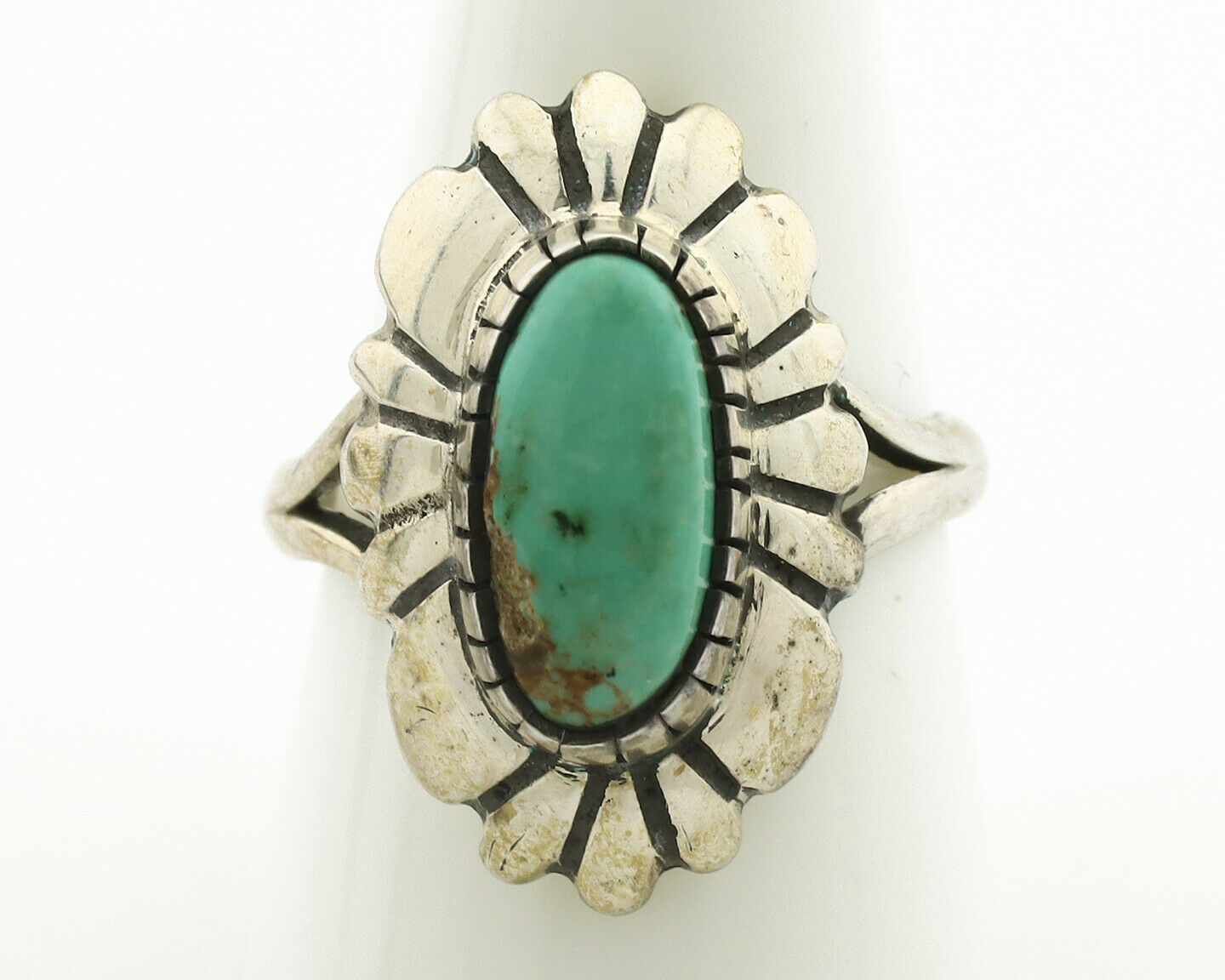 Navajo Ring .925 Silver Natural Mined Turquoise Artist Signed M Montoya C.80's