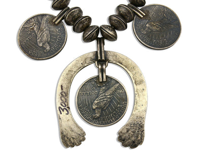 Women's Navajo Necklace .925 Silver Mercury Dime Squash C.70's