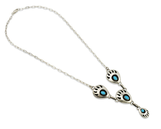 Navajo Necklace .925 Silver Sleeping Beauty Turquoise K Chavez C.80's