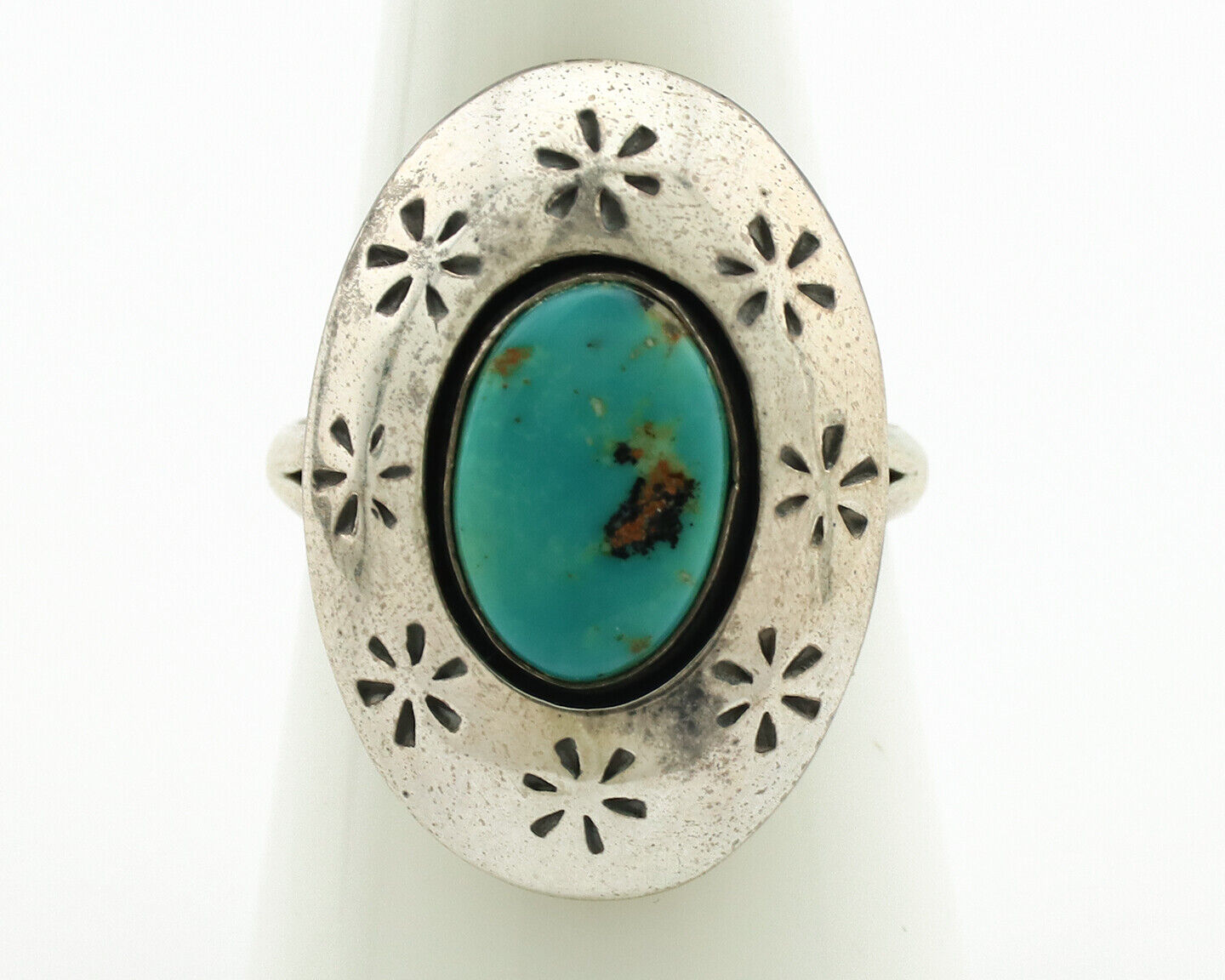 Navajo Ring .925 Silver Natural Blue Turquoise Native American Artist C.1980's