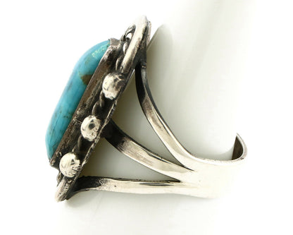 Navajo Ring .925 Silver Spiderweb Turquoise Native American Artist C.80's
